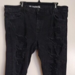 Men's Black Skinny Ripped Jeans - Slim Stretch Fit